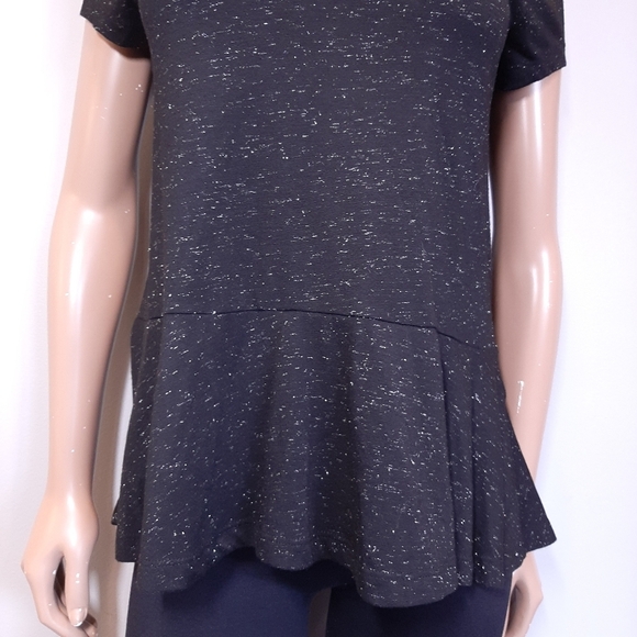 3/$20 Joe Fresh Metallic Peplum Tshirt Crew Neck Top - Picture 7 of 10